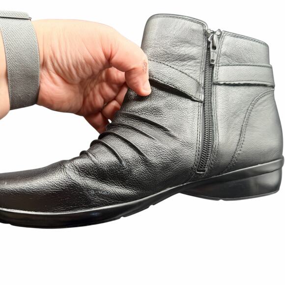 Naturalizer Cassini Black Leather Ankle Boots N5 Comfort Zip 9.5M - Picture 10 of 12